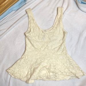 Cream Lace Peplum Top